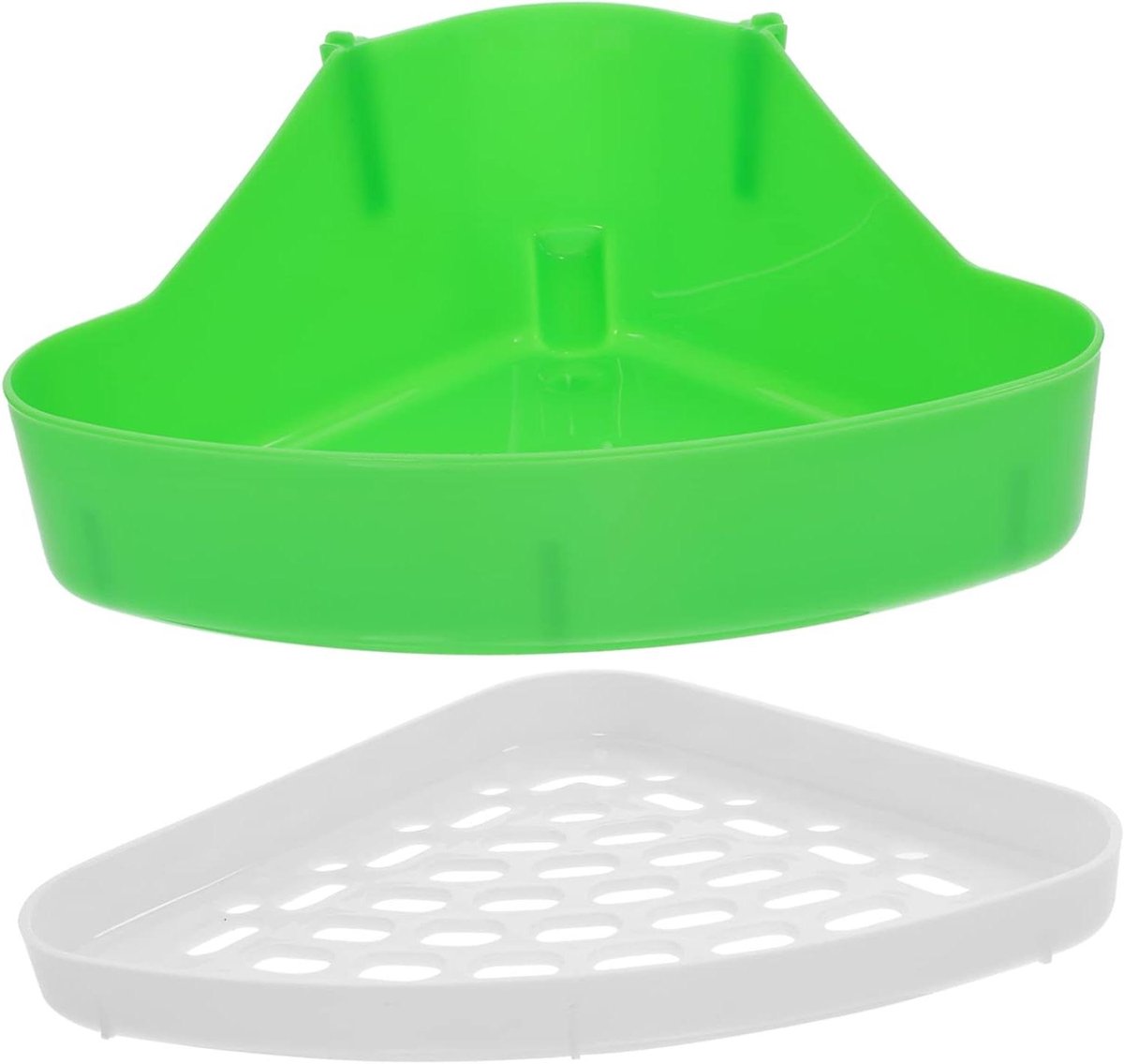Driehoek Toilet Potje - Huisdier Toilet - Kleine Huisdieren Zindelijk - Lekvrij Ontwerp - 24 x 17.5 cm - Groen