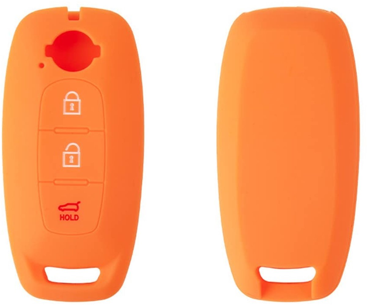 Elzusha - Siliconen Autosleutel Cover - Sleutelhoes - Perfecte pasvorm - Oranje - Bescherming tegen schade - Geschikt voor Nissan Juke Teana 2023 -...