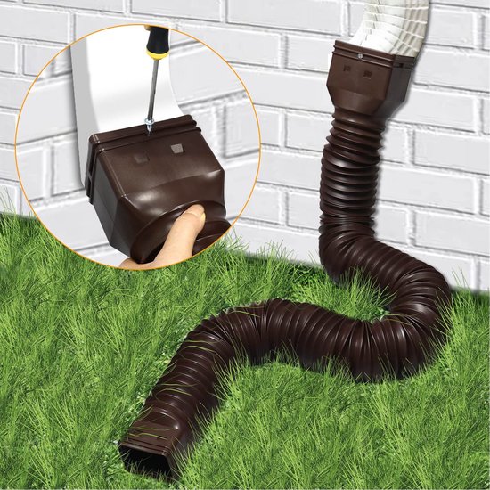 Store_7 - Downspout Extender - Flexibele Regenwaterafvoerpijp - Houd de grond droog - Bruin - Overstromingspreventie - Geschikt voor tuin - 20in to... van Merkloos	 — afbeelding 4