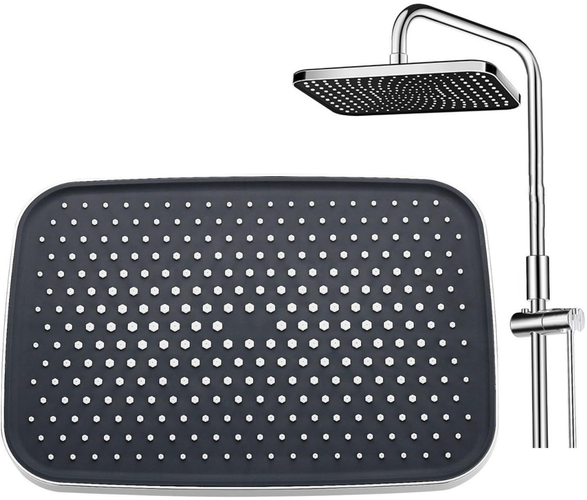 Elzusha - Regen douchekop - Vierkante regendouche - Comfortabele douche-ervaring - Zwart - Geschikt voor wand en plafond - Laag waterdruk