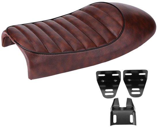 Dailygoods - Motorfietsstoel - Vintage Café Racer - PU-leer - Bruin of Zwart - Comfortabele Zitting - Geschikt voor Diverse Motoren van Dailygoods — afbeelding 2
