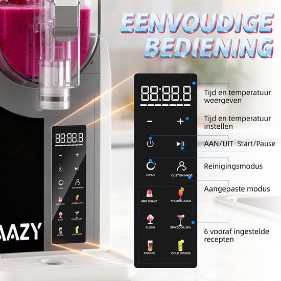 Slush Ijsmachine - 2L - 6 programma's - Zelfreinigend - Turbo Freeze - Wit — afbeelding 2