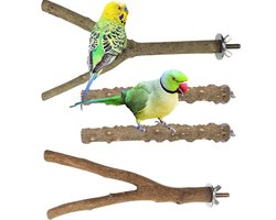 Natuurlijke Houten Vogelzitstokken - 4 Stuks - Klimgerei voor Vogels, Vogelkooi Accessoires en Zitplaatsen