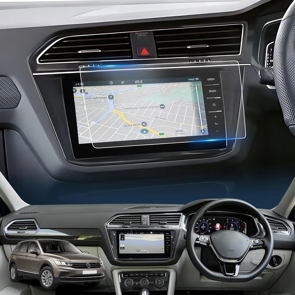 9.2 Inch Matte Navigatiescherm Bescherming - Tempered Glass 9H, Krasbestendig en Vingerafdrukbestendig voor Tiguan II MK2 GTE Allspace