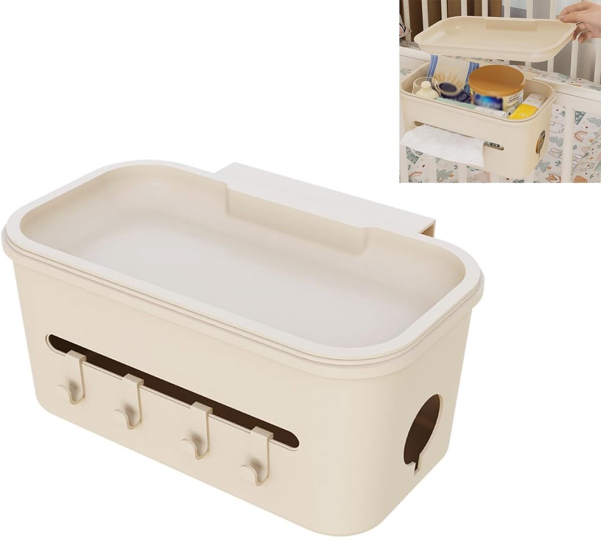 Jhubersproducts - Bedside Hanging Storage Basket - Organizer voor Bunk Bed - Handige opbergmand - Met haakjes en deksel - Ideaal voor school en thuis