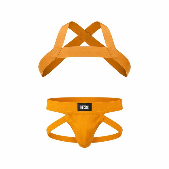 Barcode Berlin Multipack 1x Anton Jock Yellow + 1x Harness Matt Yellow - MAAT M - Heren Ondergoed - Jockstrap voor Man - Mannen Jock