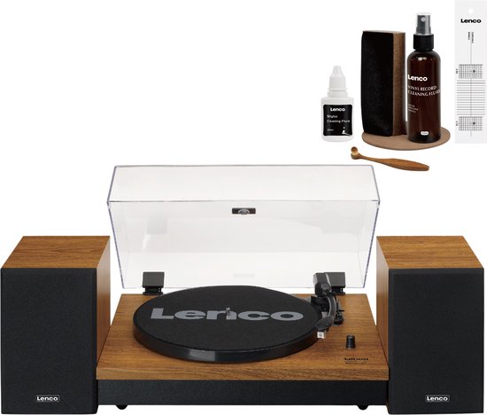 Lenco Platenspeler Bundel - LS-310WD + TTA-6IN1 - Platenspeler met Bluetooth en losse Speakers - 6-delige LP Schoonmaakset