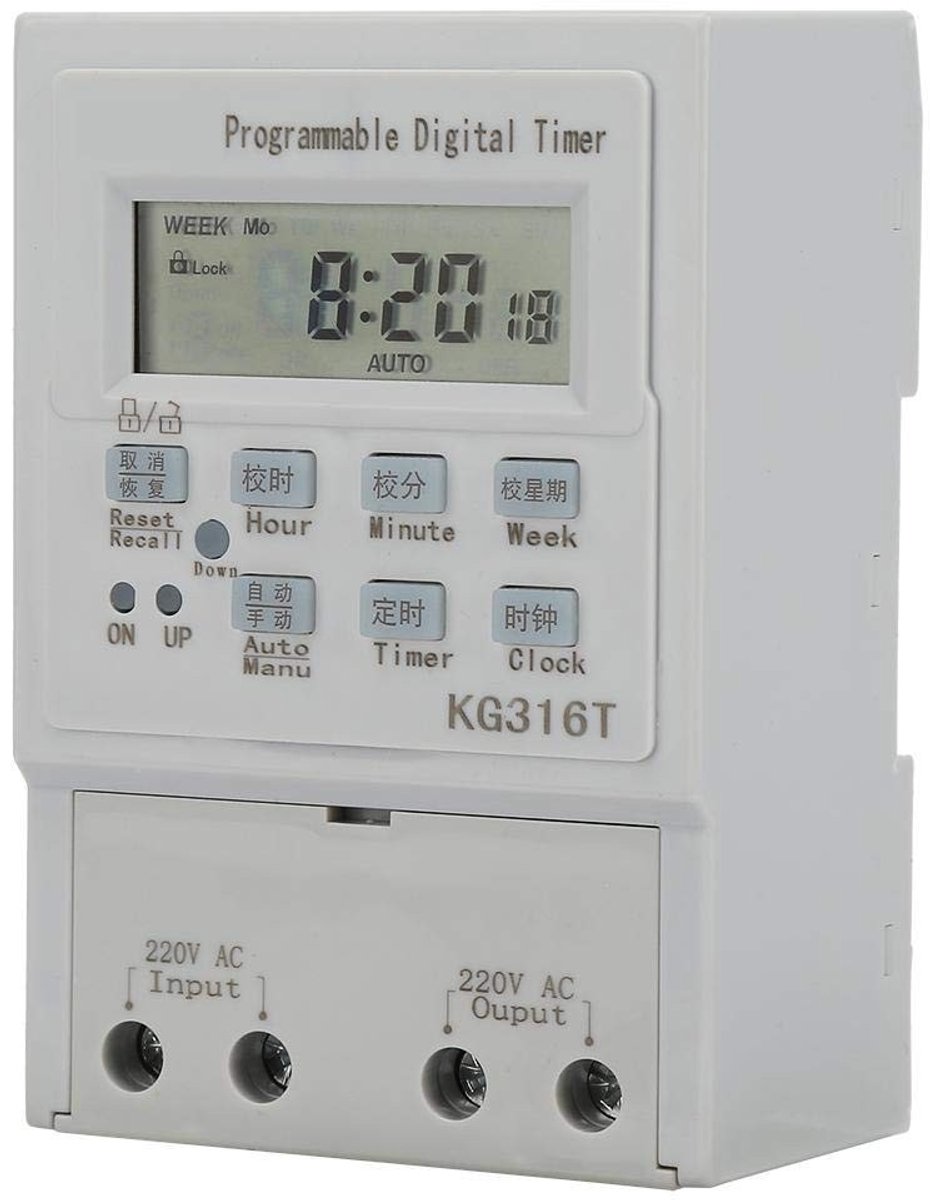Jhubersproducts - Tijdschakelaar - Digitale timer - Energiezuinig - Wit - Programmeerbaar - 1 minuut tot 168 uur - Geschikt voor diverse toepassingen