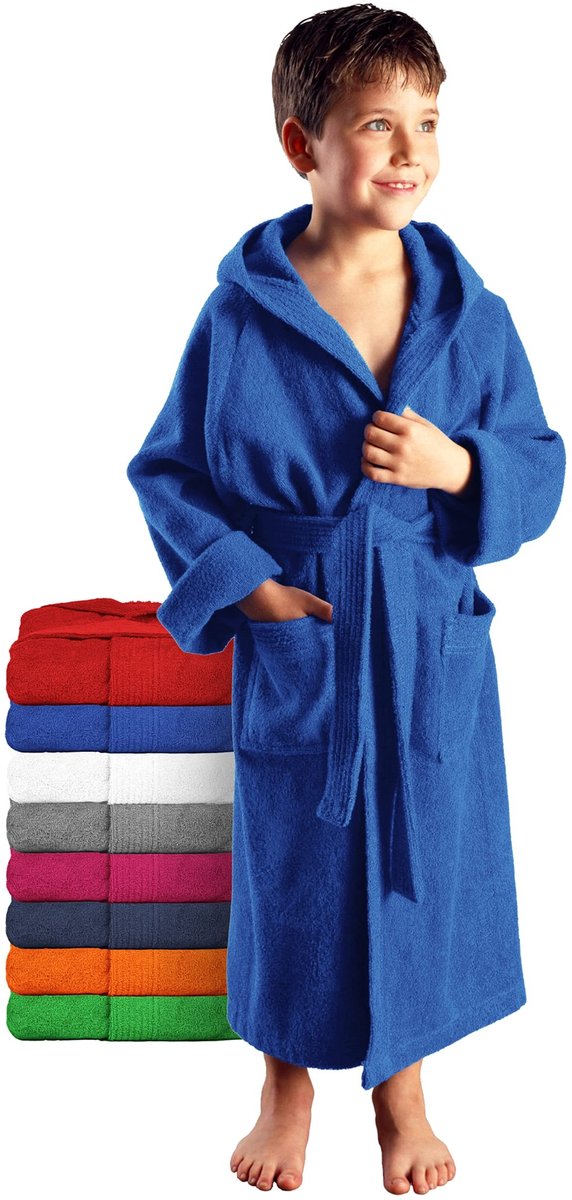 Dailygoody - Kinderbadjas - Katoenen Badstof - Knuffelzacht & Ademend - Ruime Keuze aan Kleuren - Met Capuchon - Geschikt voor Jongens & Meisjes