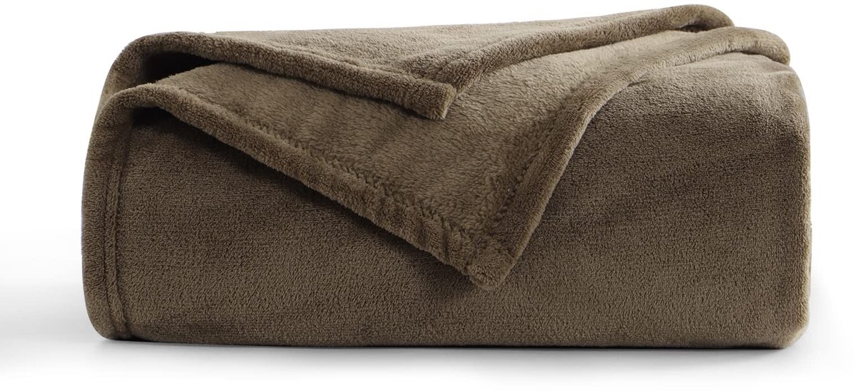 Vlemico - Fleecedeken - Extra Zacht - 130 x 150 cm - Bruin - Warmte en Comfort - Geschikt voor Bank en Bed - Perfect voor Knuffeluren