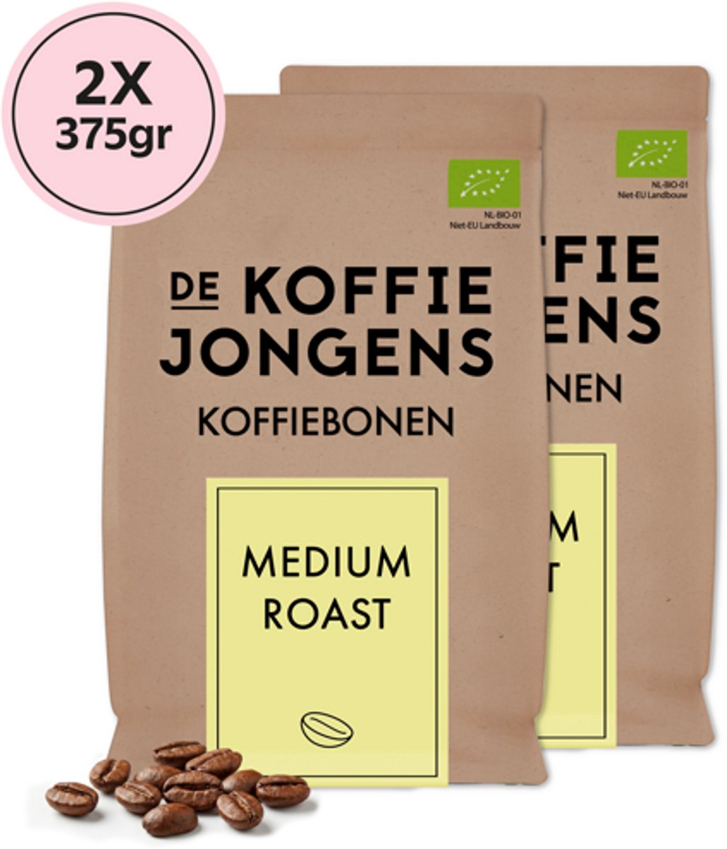 De Koffiejongens - Medium Roast - 100% biologische koffiebonen - 2x 375 gram
