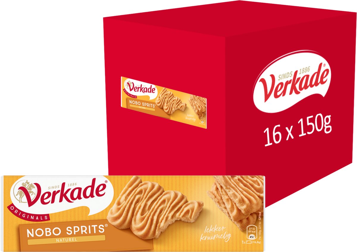 Verkade - Koek - Nobo Sprits Naturel - 16 x 150 gram