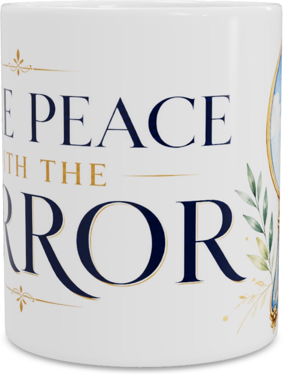 Mok - Make Peace With The Mirror - Handspiegel en Blauwe Lucht - Zelfliefde Quote