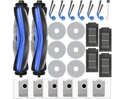 25-delige accessoirekit Geschikt voor Ecovacs Deebot T30C, T30C Omni en T30C Omni Gen2 robotstofzuigers: 2 hoofdborstels, 6 stofzakken, 4 filters, 6 dweilpads, 6 zijborstels en 1 reinigingsborstel.