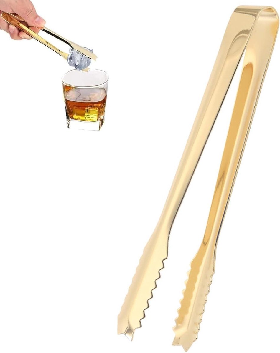 Gouden Serveertang - Mini Tangetjes - Eten Serveren - Antislip Grip - 17.5 cm - Goud