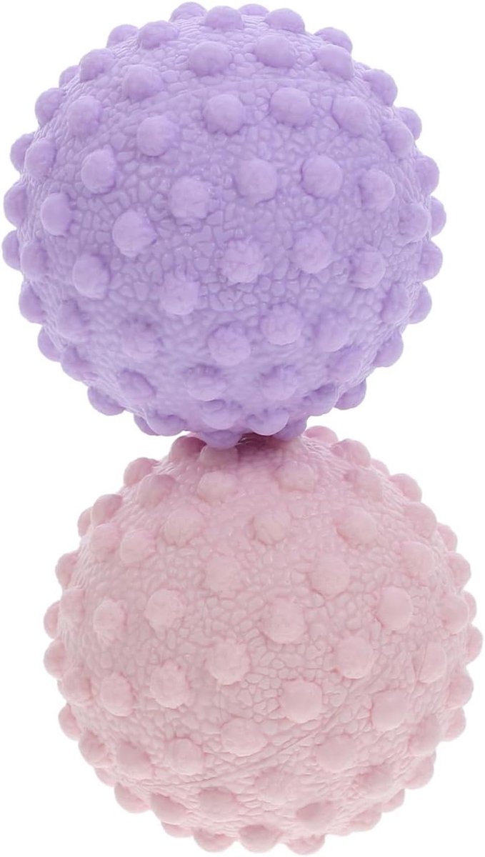 Massageballen Set - Spierontspanning Ballen - Yoga Fitness - Zacht Siliconen Materiaal - 2 Stuks 4.9 cm - Roze Paars