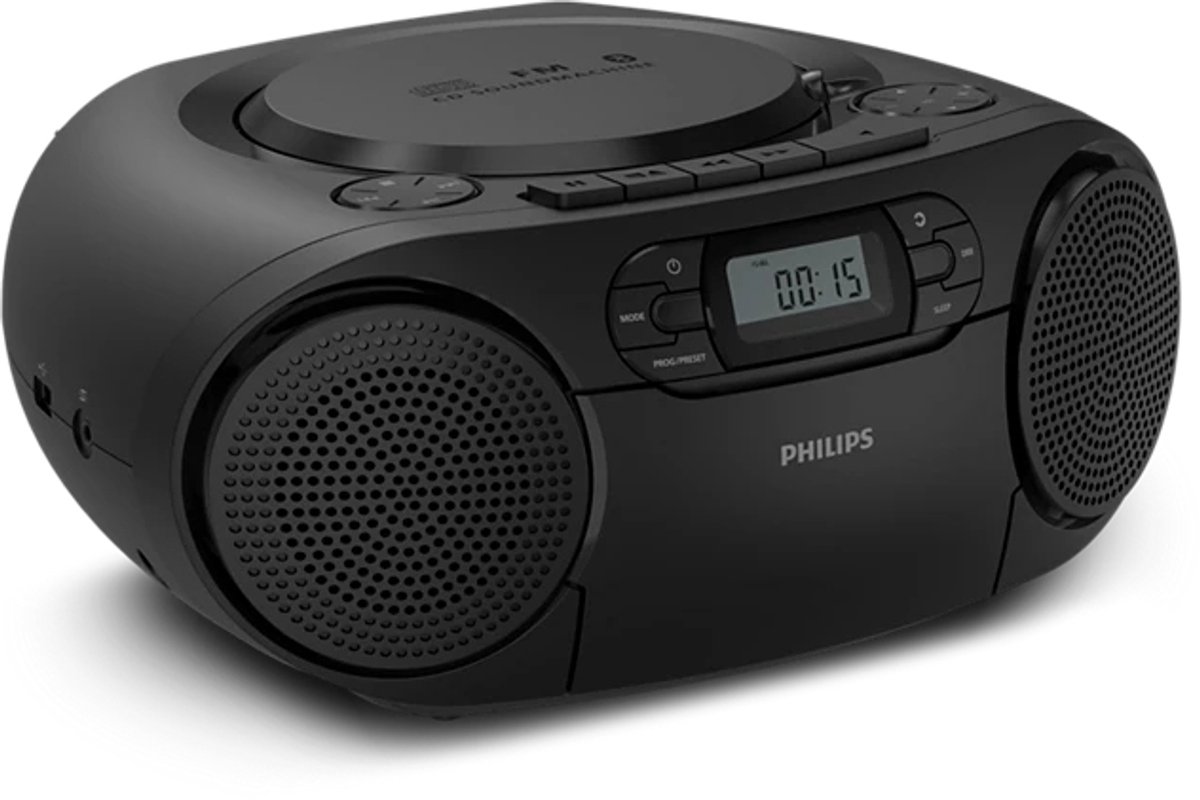 PHILIPS TAZ2200/10 - CD Soundmachine - Draagbare Boombox - CD-speler - Cassettedeck - FM-radio - Bluetooth 6.0 - USB - Audio-ingang