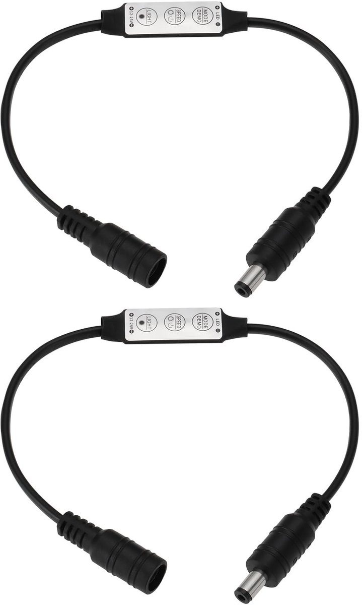 Zeynomax - LED Strip Dimmer - Mini Dimmer Switch - Voor LED Lichten - Zwart - DC 5.5x2.1mm - Voor Flexibele Verlichting - 12-24V