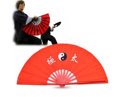 Vlemico - Chinese Waaiers - Tai Chi-Fan - Opvouwbaar en Duurzaam - Rood - Kung Fu-Ventilator - Perfect voor Dans en Vechtsport - Geschikt voor Mann...