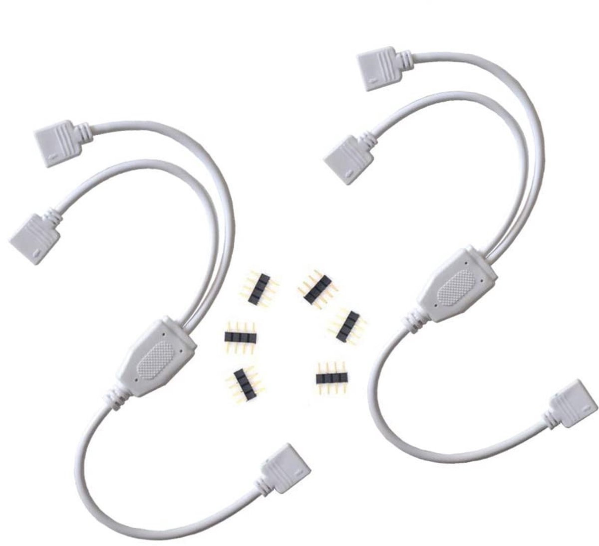 Livia home - LED Strip Splitter - Verdeel stroomsignaal - Wit - 4 Pin RGB Splitter - Geschikt voor RGB 5050 3528 2835 LED Strips - 1 tot 2 Poorten
