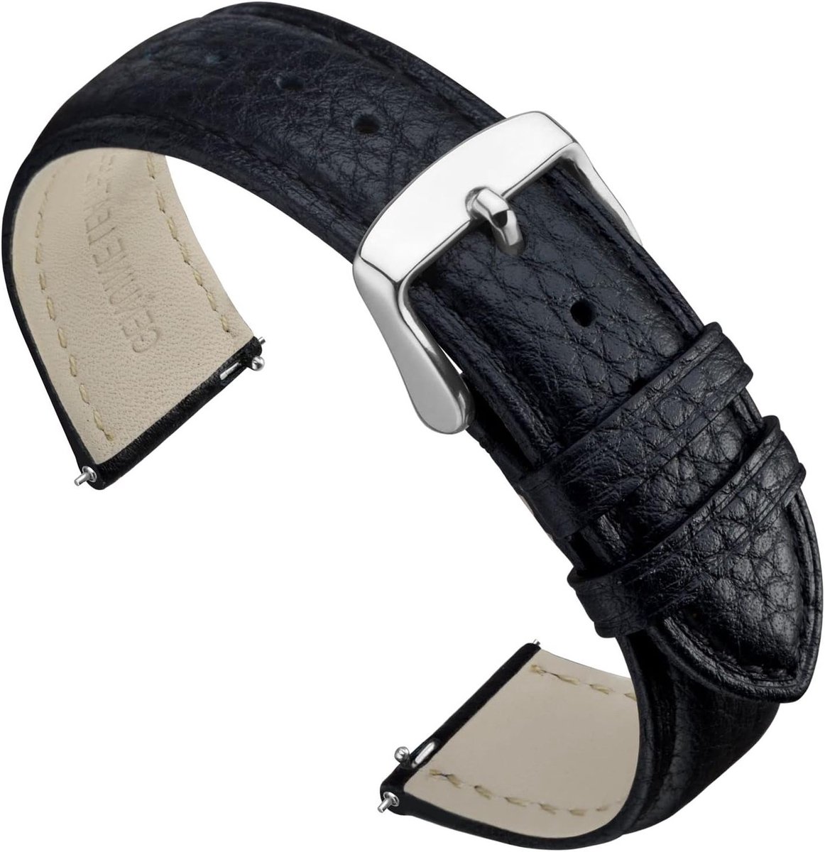 Leren Horlogeband met Snelle Bevestiging, Gevoerde Vervangband voor 16-22 mm, Geschikt voor Dames en Heren
