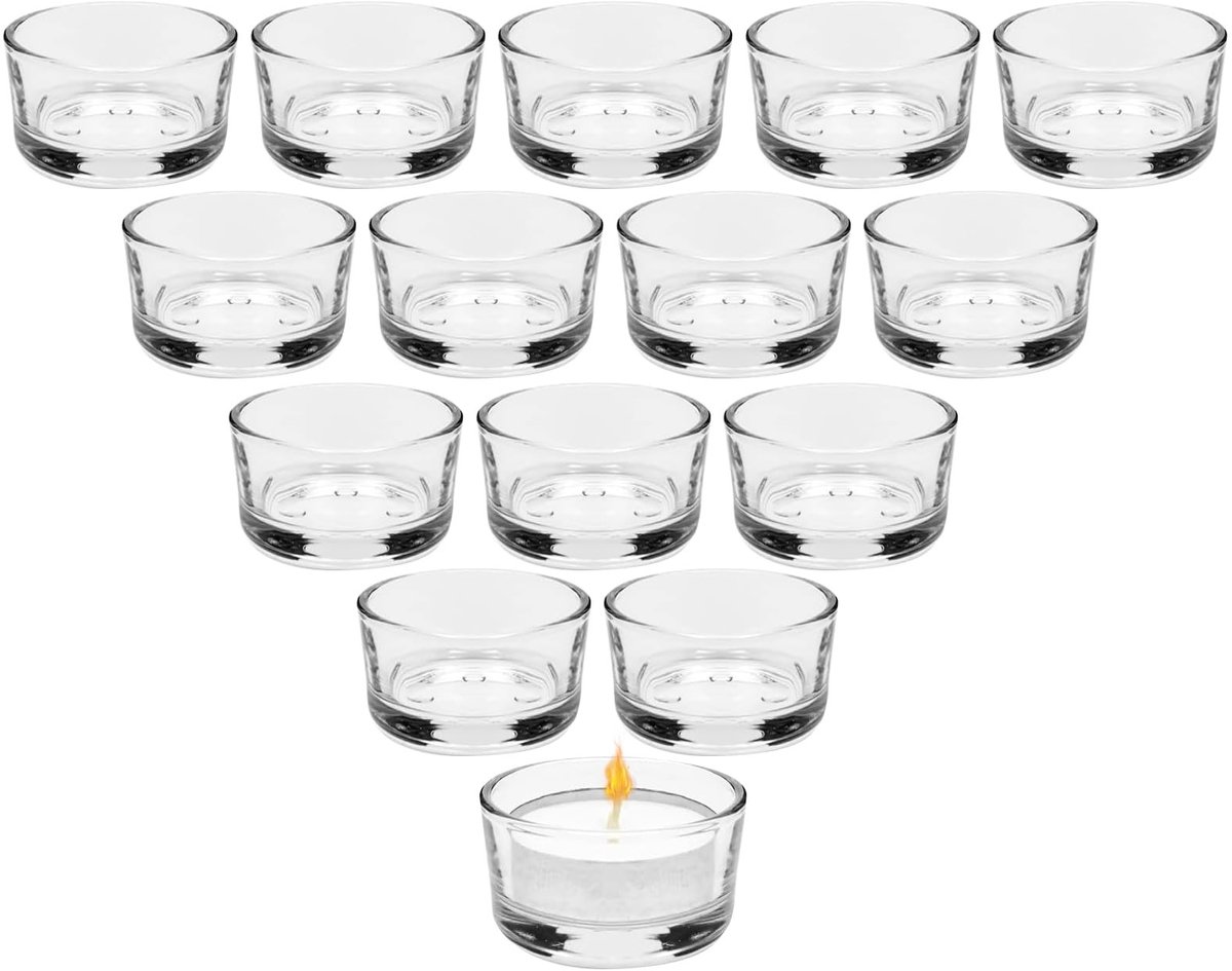 Dailygoods - Theelichtglazen set - Mini kaarsenhouders - Perfect voor tafeldecoratie - Transparant - Kaarsenhouder - Creatief en stijlvol - Bruiloft e