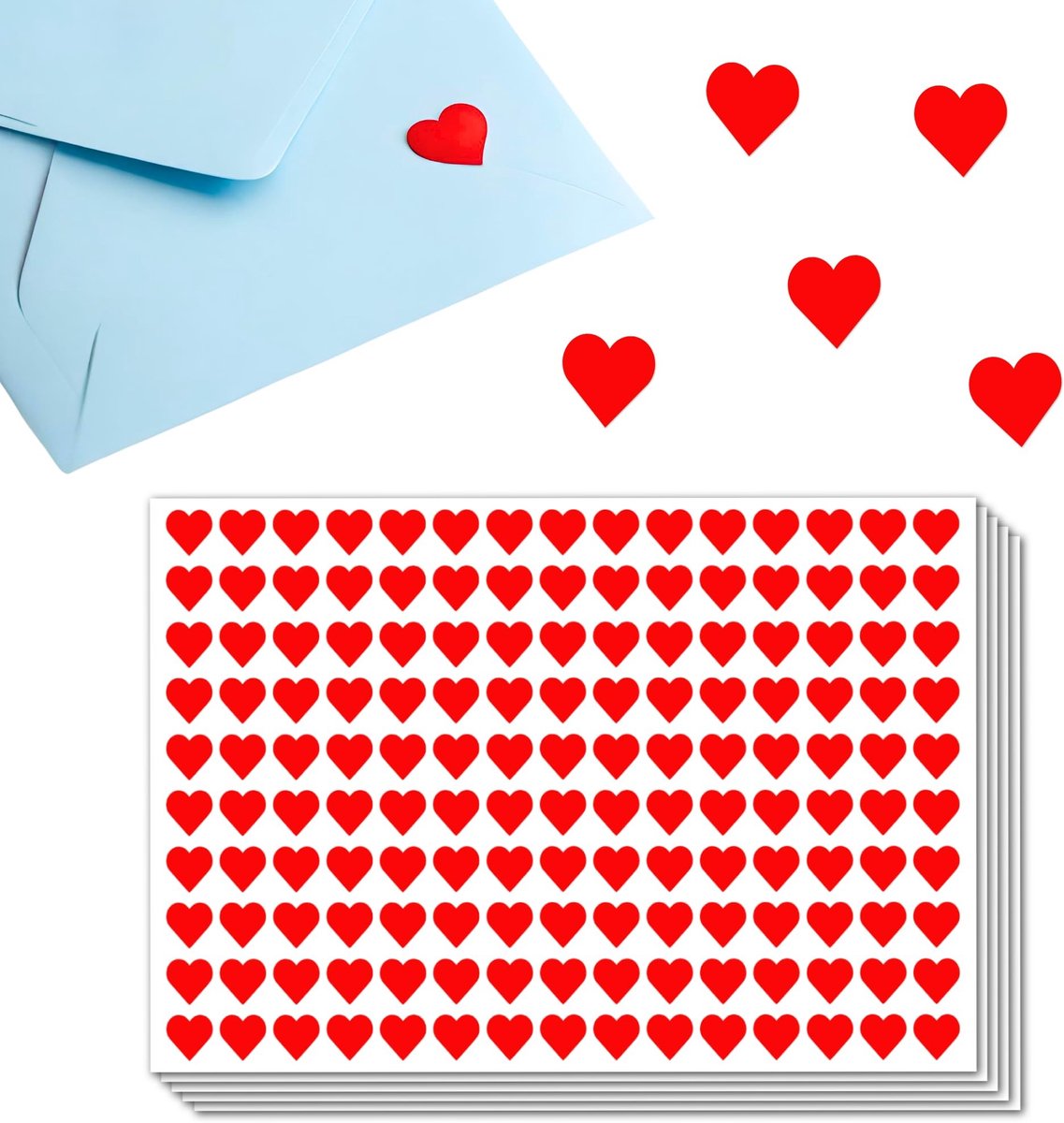 Dailygoods - Rode Hart Stickers - Zelfklevende Etiketten - 12mm - Decoratie - Afdichting - Perfect voor Verpakking