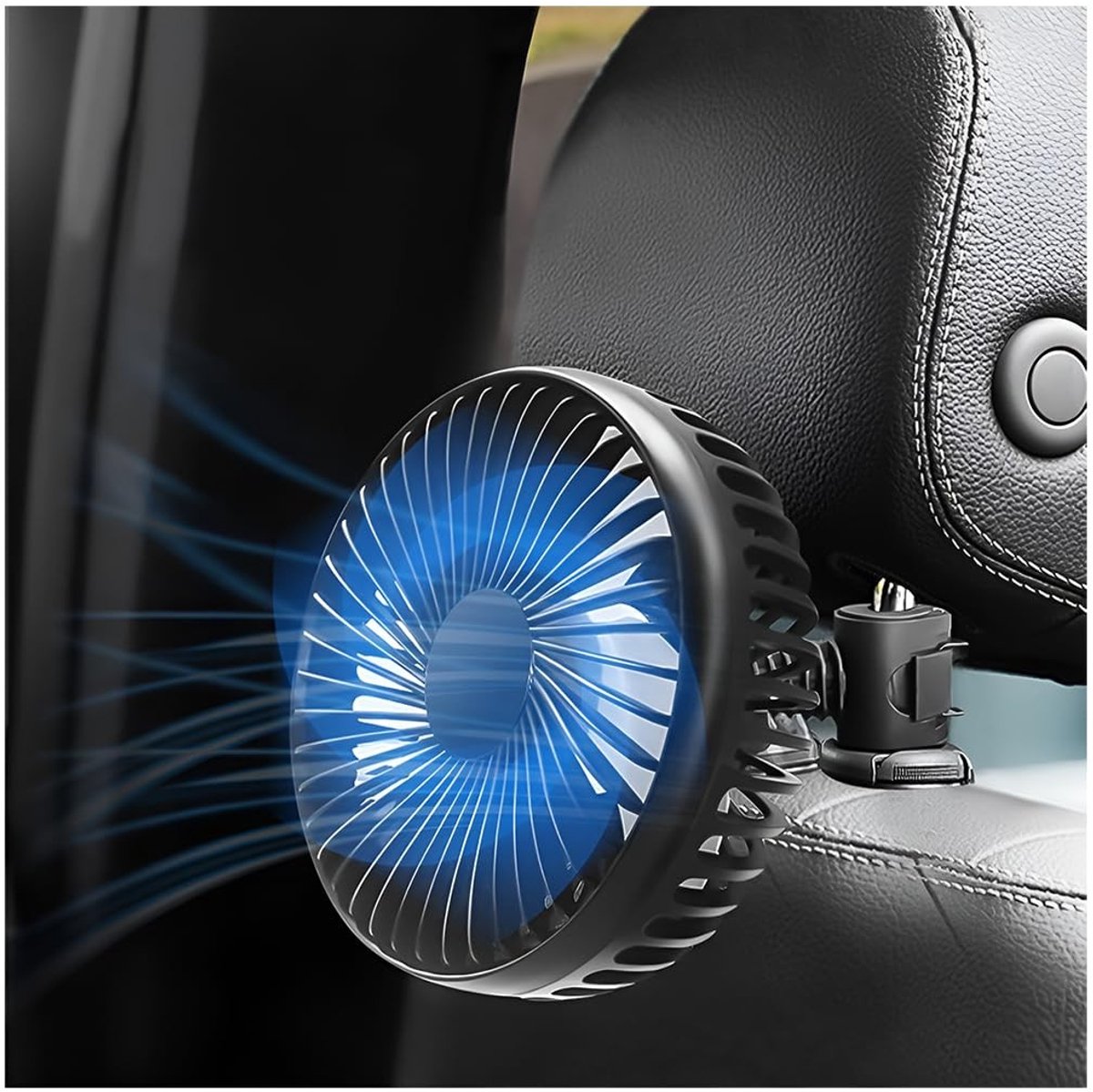 Dailygoods - Koelventilator - Auto ventilator - Draagbaar en stil - Zwart - 3 snelheden - Verstelbaar en eenvoudig te gebruiken - Geschikt voor auto e