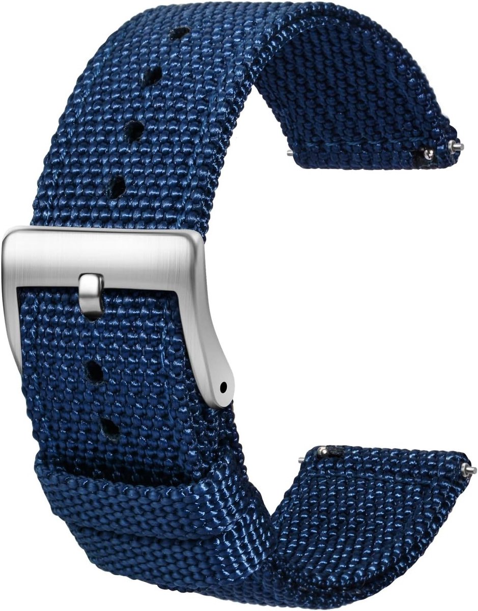 Nylon Horlogeband 20mm Zacht Canvas met Snelle Bevestiging - Zwart Militair Stijl voor Mannen en Vrouwen, Geschikt voor 18mm, 20mm, 22mm en 24mm Horloges