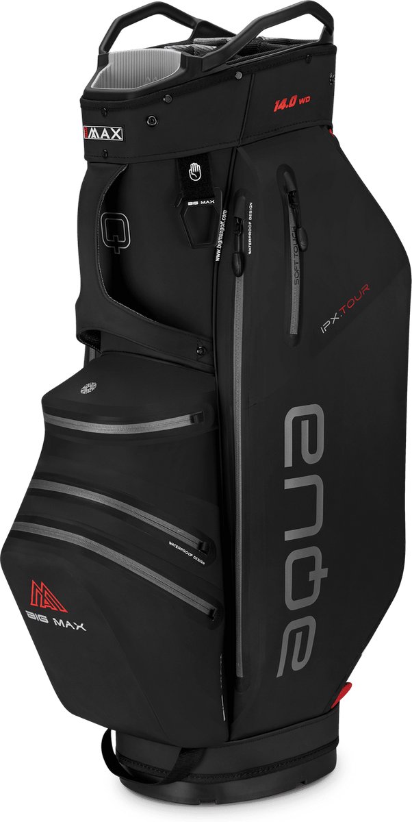 Big Max AQUA IPX Tour - Waterdichte Golftas - Cartbag - Zwart