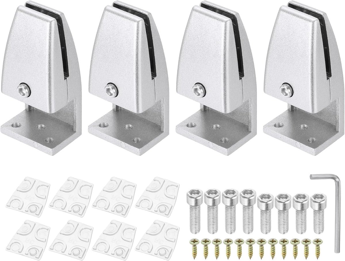 1.8 x 1.3 x 3.5cm Desk Divider Support Clamp - 4 Pieces Aluminum Desk Shield Clamp - Desk Divider Partition - Clamp Bracket voor Kantoor Thuis Bureau Paneel - Wit
