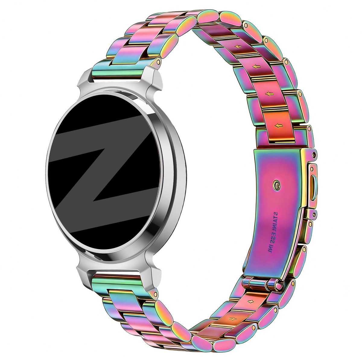 Bandz Stalen 'Classic' band geschikt voor Garmin Lily 2 / Pebble Round 2 - Regenboog