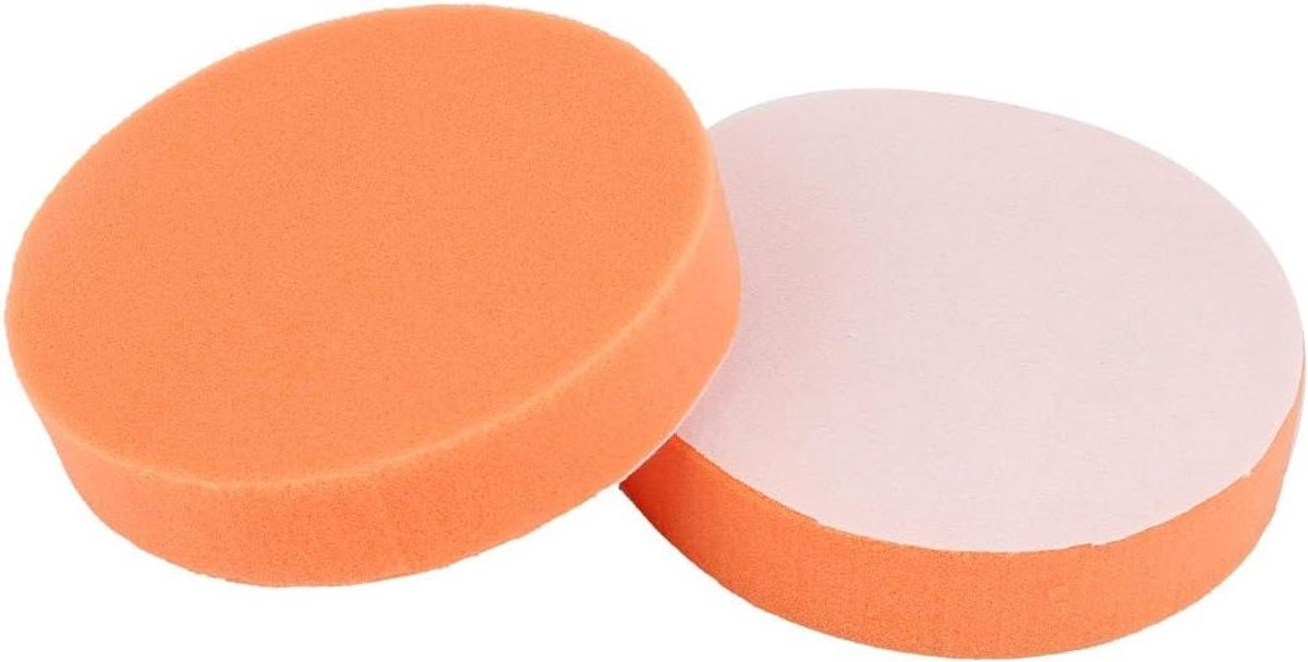 Spons Polijstpads - Schuurpads Reiniger - Oppervlakken Polijsten - Dubbelzijdig Gebruik - 125mm x 25mm - Wit Oranje
