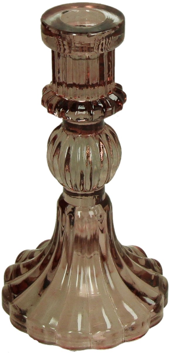 Kandelaar Fauve - Glas - Bruin - 11x20x11 cm (BxHxD) - Geschikt voor dinerkaars - Sfeervolle Woondecoratie