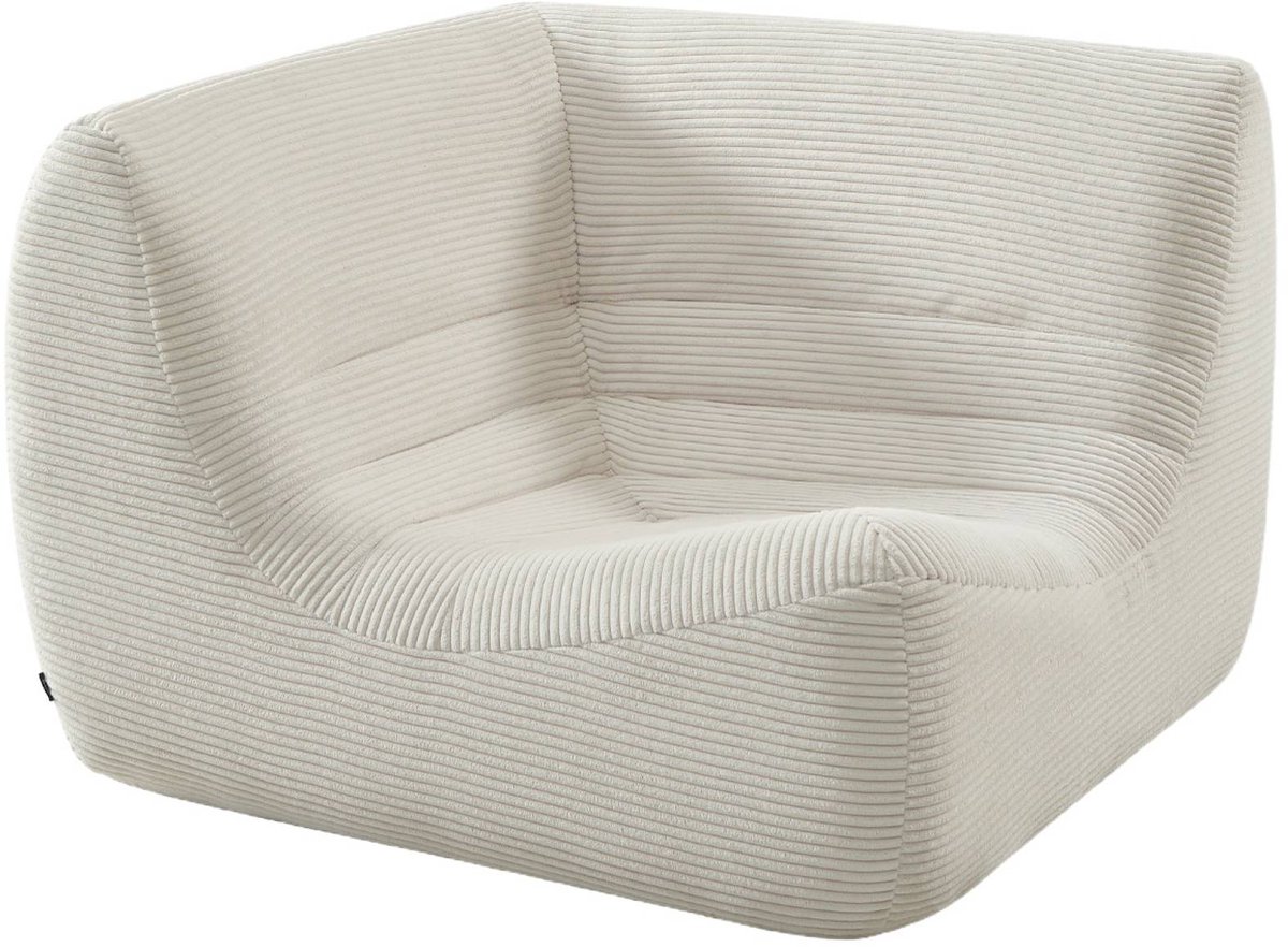 sweeek Ribfluwelen loungestoel hoekmodule met 1 zitplaats - sokol Crème