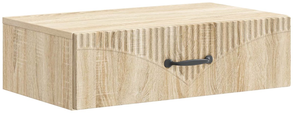 vidaXL Wandgemonteerde - Zijtafel - 59 - x - 34,5 - x - 17 - cm - Bewerkt - hout Sonoma Eiken