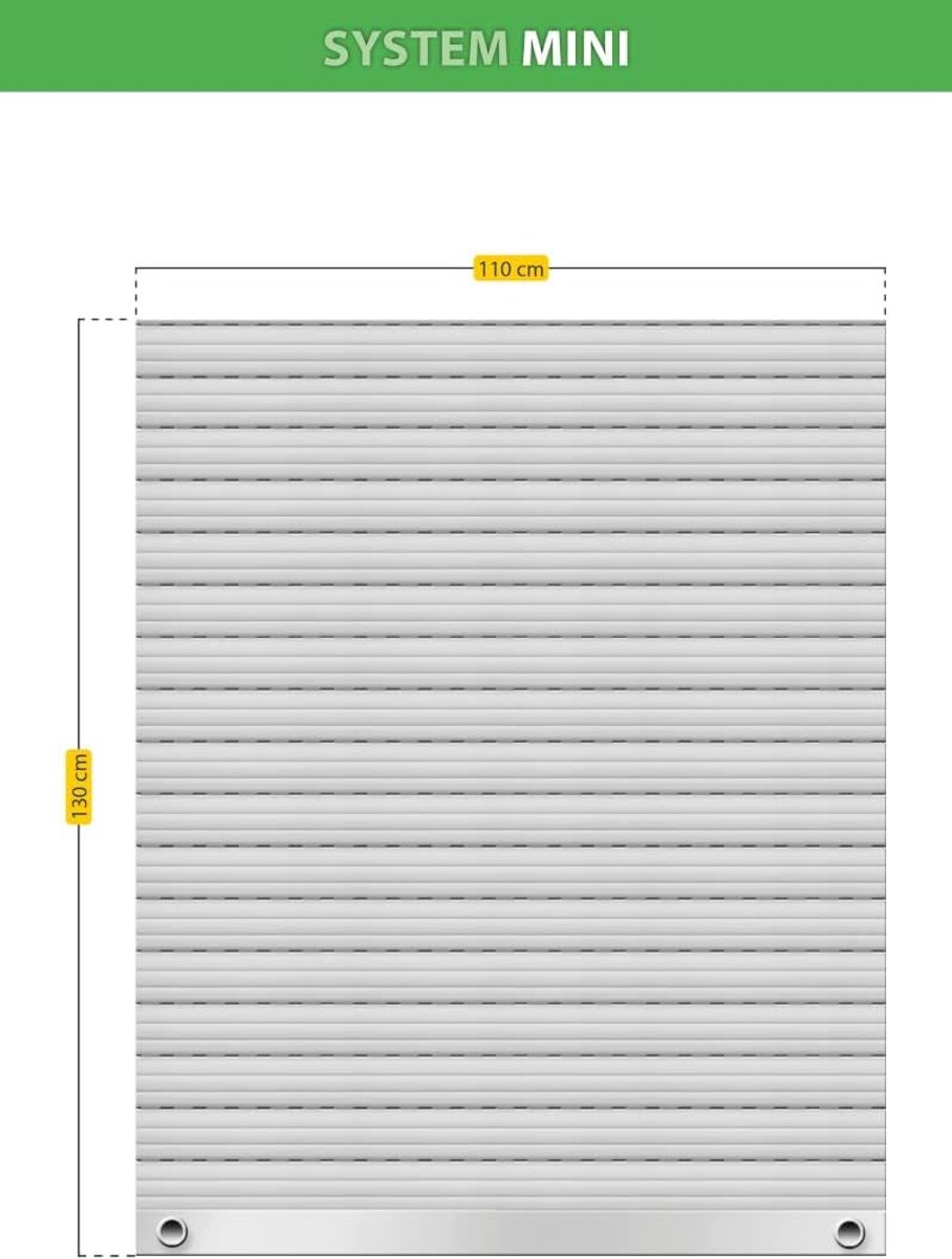 Schellenberg 39012 110 x 130 cm grijs, PVC mini-rolluiklamellenset voor 40 mm stalen buisschachten, breedte kan worden ingekort, incl. rolluikophangveer, aluminium eindlat, rolluikstopper