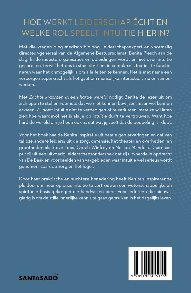 Achterkant van het boek "Zachte krachten in een harde wereld" met tekst en een barcode.