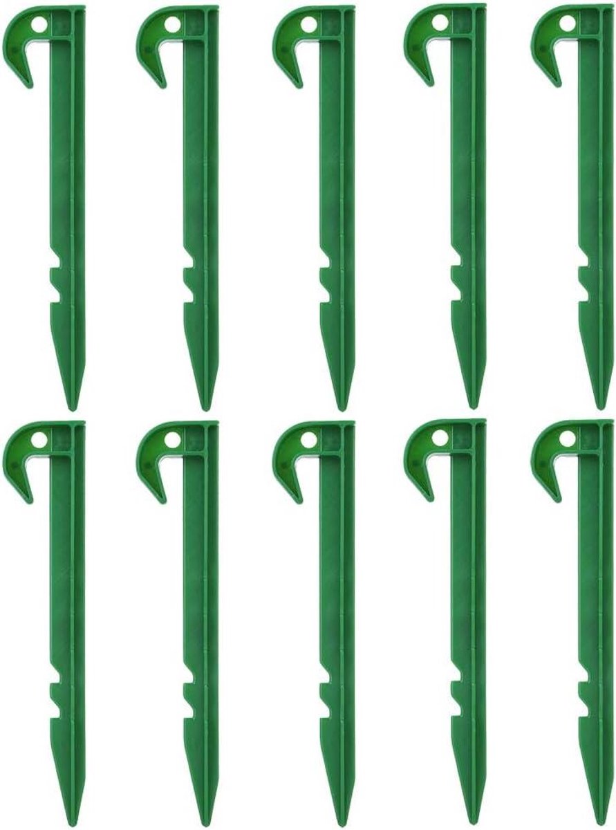 Grondpennen Tuin - Haringen Plastic - Bevestigen Netten - Roestvrij Herbruikbaar - 10 Stuks - Groen