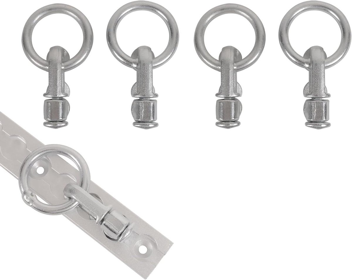 Vastzet Fitting - O-ring Ankerpunt - Vracht Zekeren - Anticorrosief Staal - 4 Stuks - Zilver