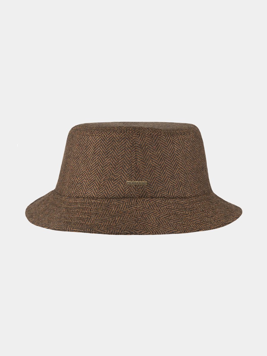 Bink - Wollen visgraat bucket hoed - Bruin