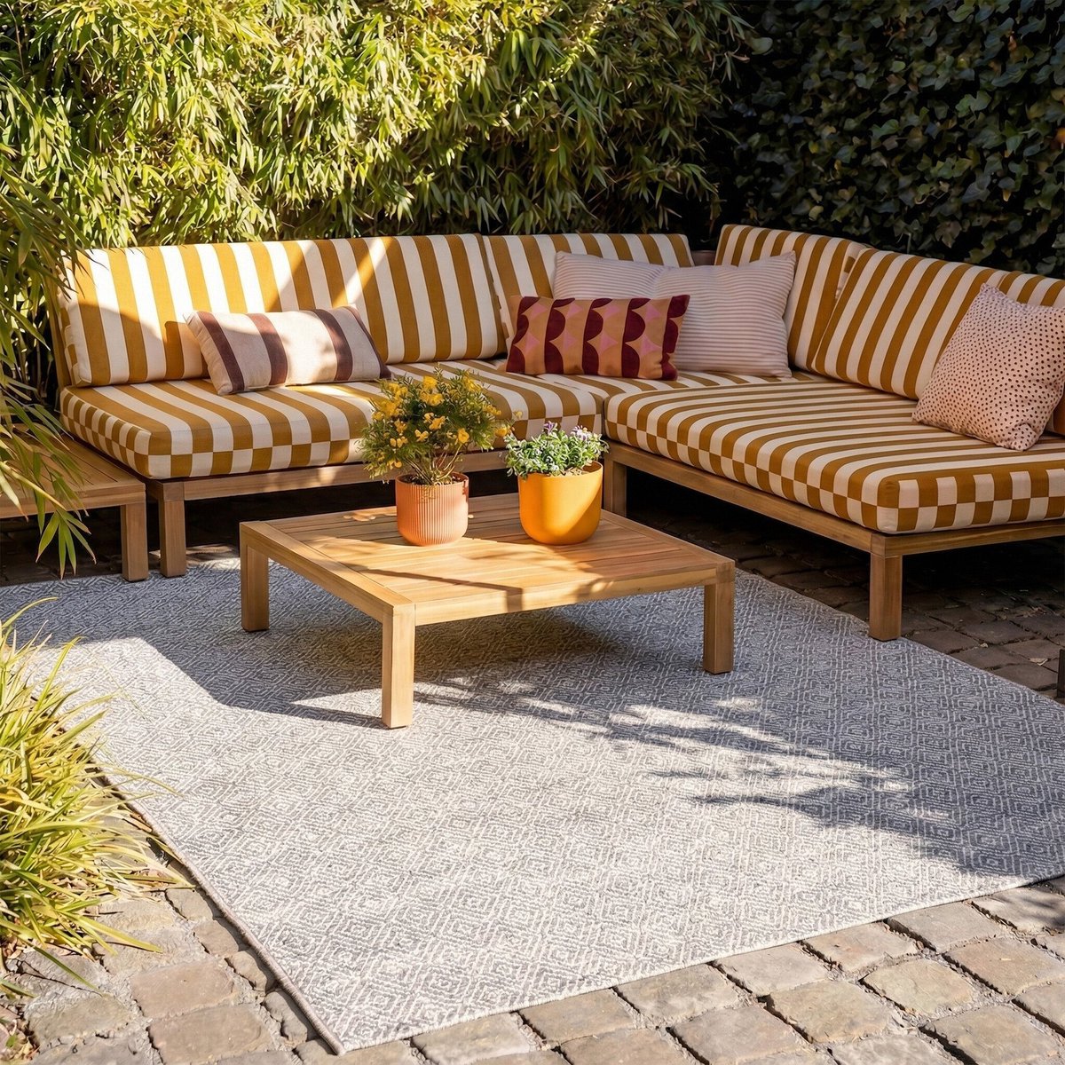 Fraai Buitenkleed - Summer Tile Lichtgrijs - 120x170cm