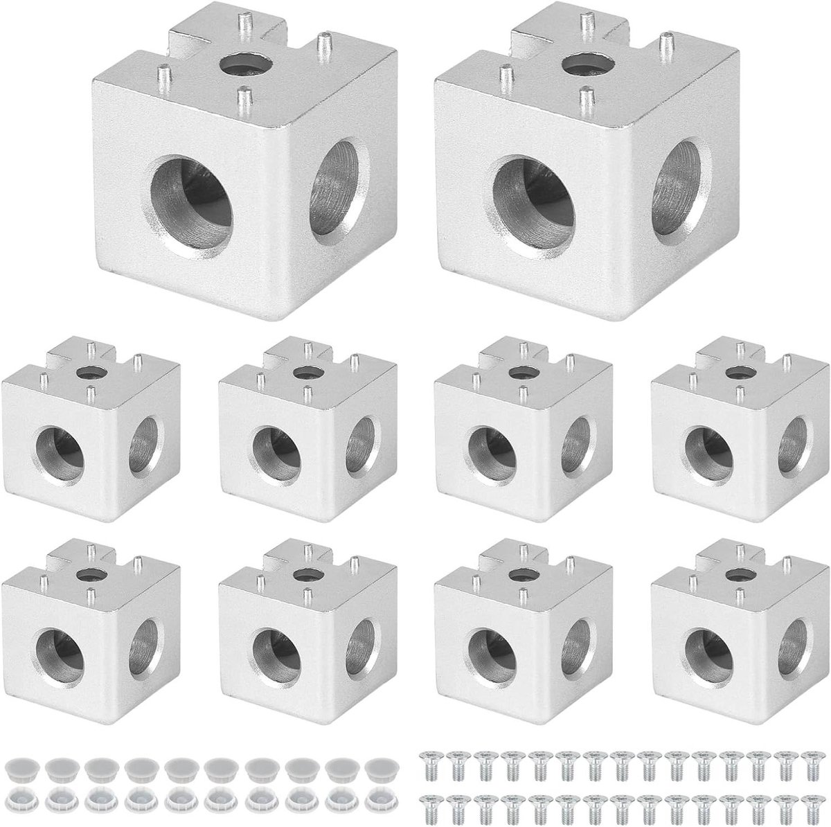 Hoekbeugel Set - Profiel Verbinding - Frame Bouwen - 3-Weg Verbinding - 10 Stuks - Zilver