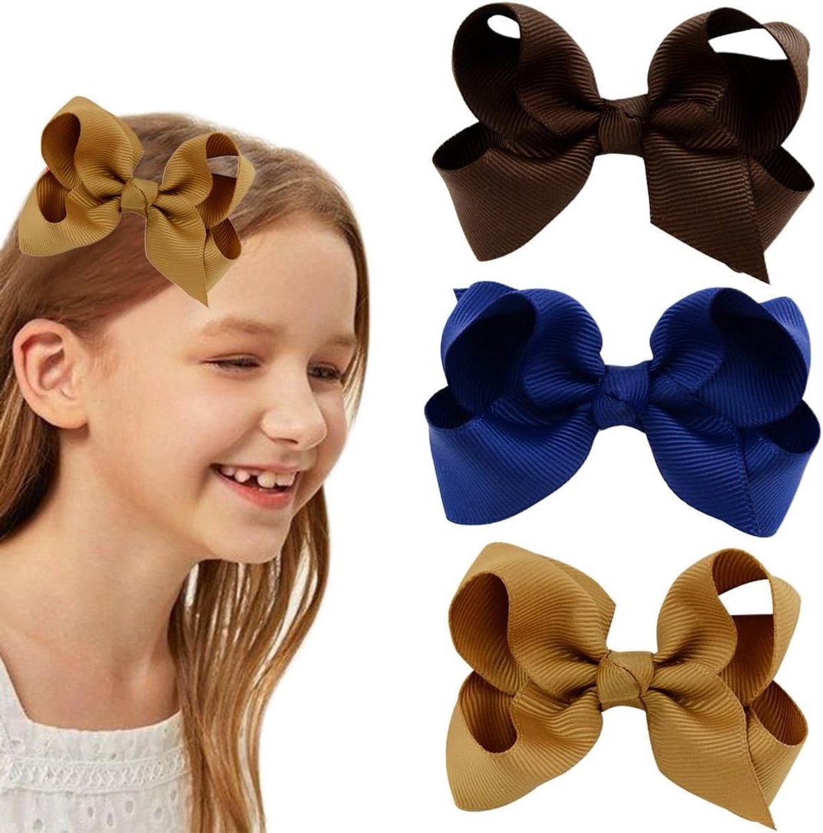 Ponytail Haarclips Set van 6 Stuks - 7.5 cm Duckbill Haarspeldjes voor Meisjes - Haaraccessoires in Donkerblauw en Bruin