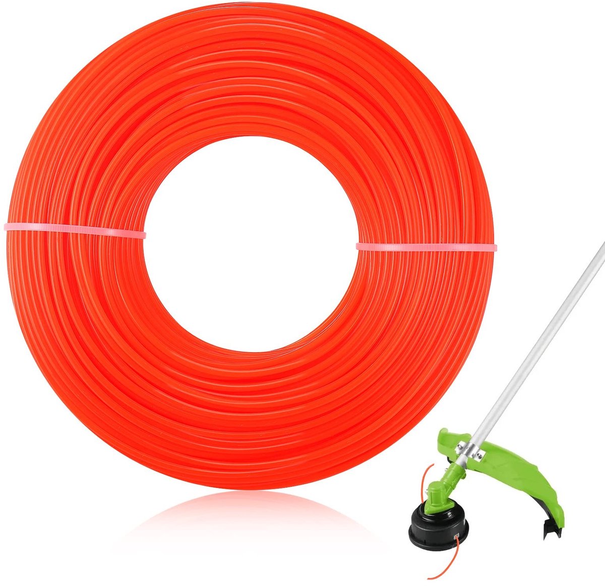 VT Goods - Grastrimmerdraad - Zware grastrimmersnoer - Hoogwaardig nylon - Oranje - Grastrimmer-lijn - Voor elektrische trimmers - 2,4 mm x 100 m
