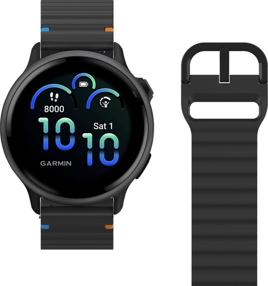 Just in case Siliconen Bandje Zwart voor Garmin Vivoactive 6 / 5