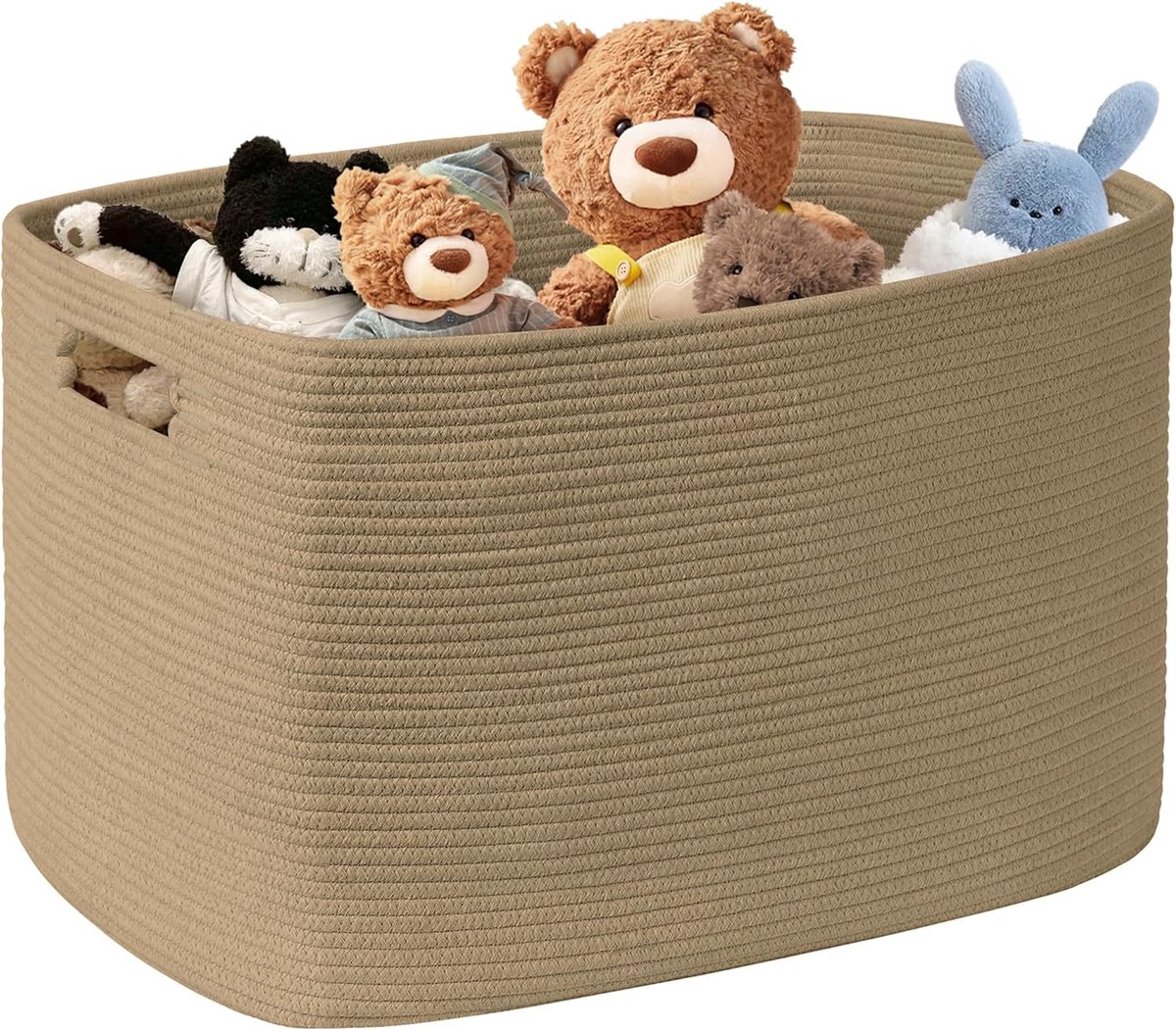 Grote opbergmand van katoenen touw, 100 liter, boho-mand voor speelgoeddekens, gevlochten wasmand, wasverzamelaar, kleding, opslag voor woonkamer, kinderkamer, jute