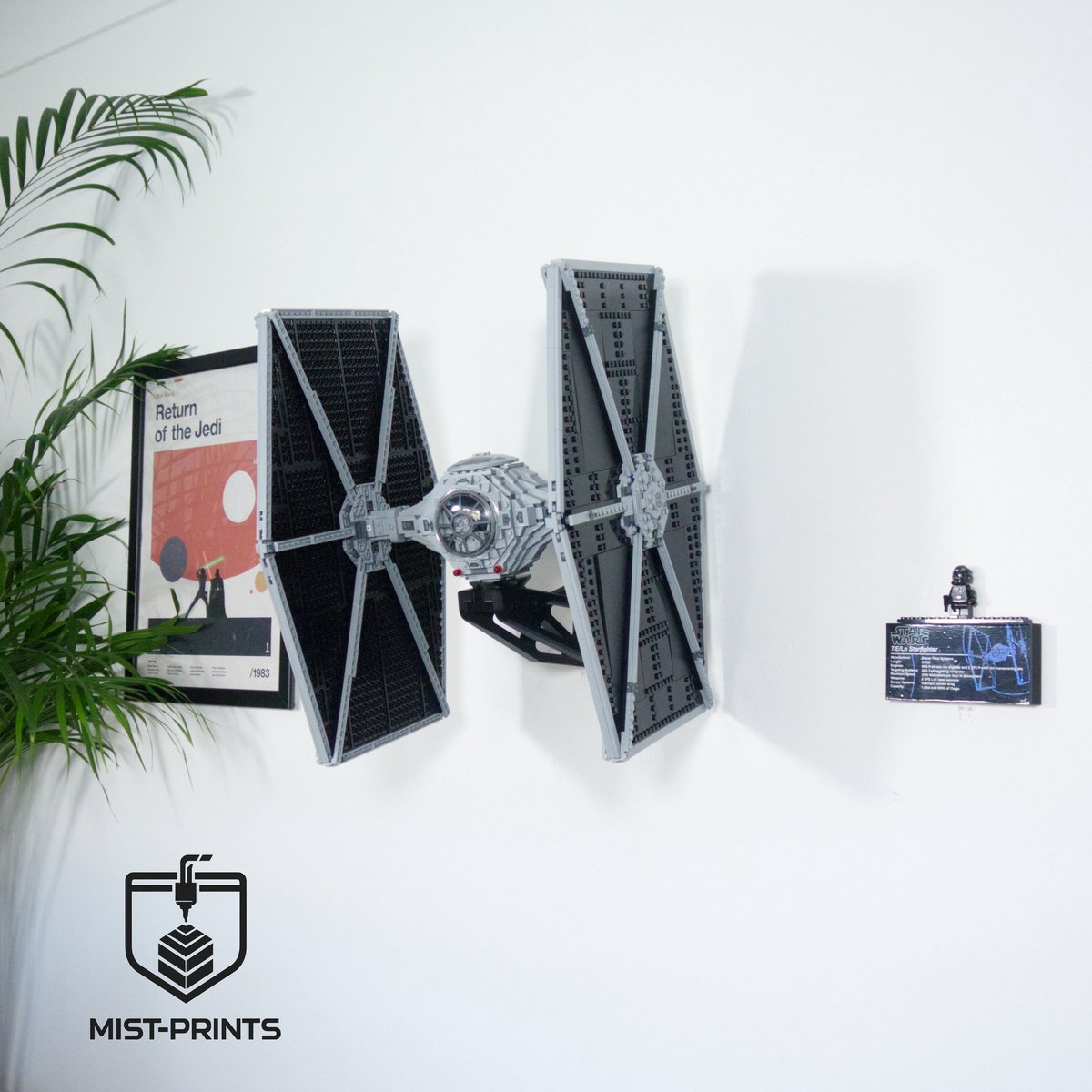 Mist-Prints - Wandbeugel voor bouwset 75095 - Muurhouder voor UCS displaymodel - Zwart - 3D-geprint