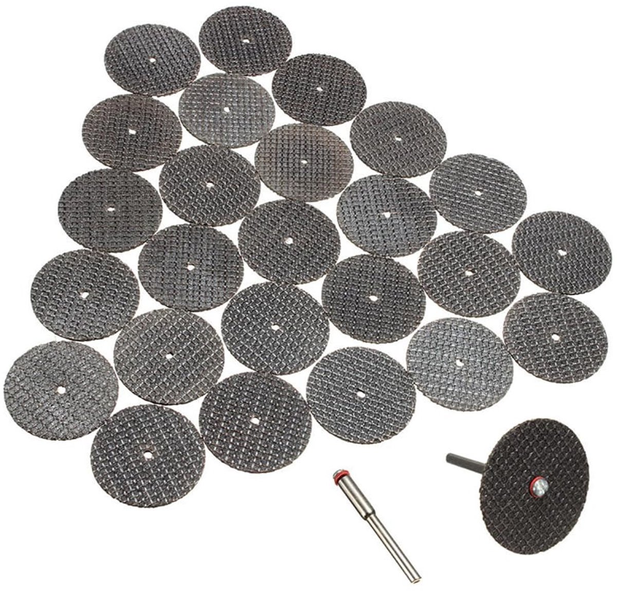 Snijschijven set van 25/100 stuks van 32 mm met mandrel voor draaigereedschap en metaalbewerking