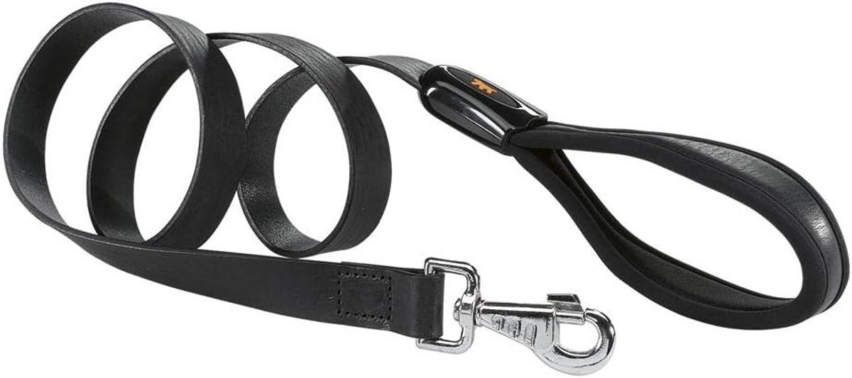 Hondenriem Leer - Hondenlijn Comfort - Veilig Wandelen - Gevoerde Handgreep - 120 cm - Zwart
